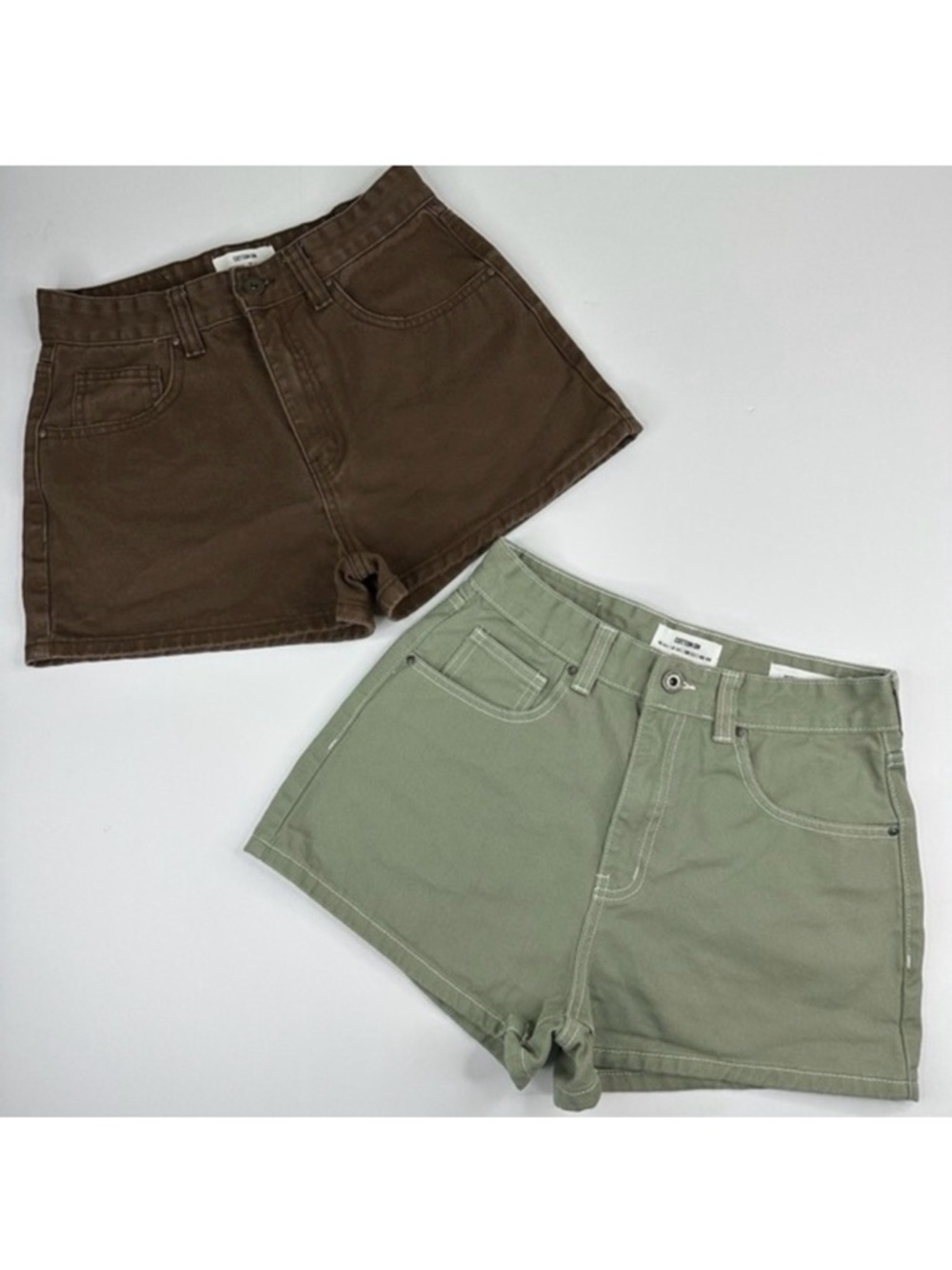 Cotton‎ On High Rise Mom Shorts Bundle Lot Sage Green Brown Womens Size US 6